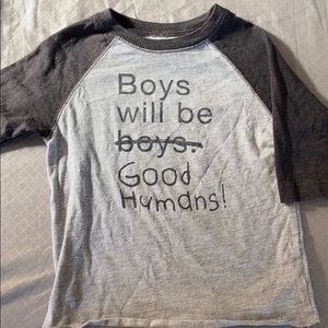 Boys will be good humans baseball tee